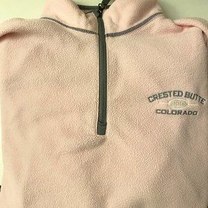 Crested Butte Colorado 1/4 Zip Pullover Sweater Light Pink
